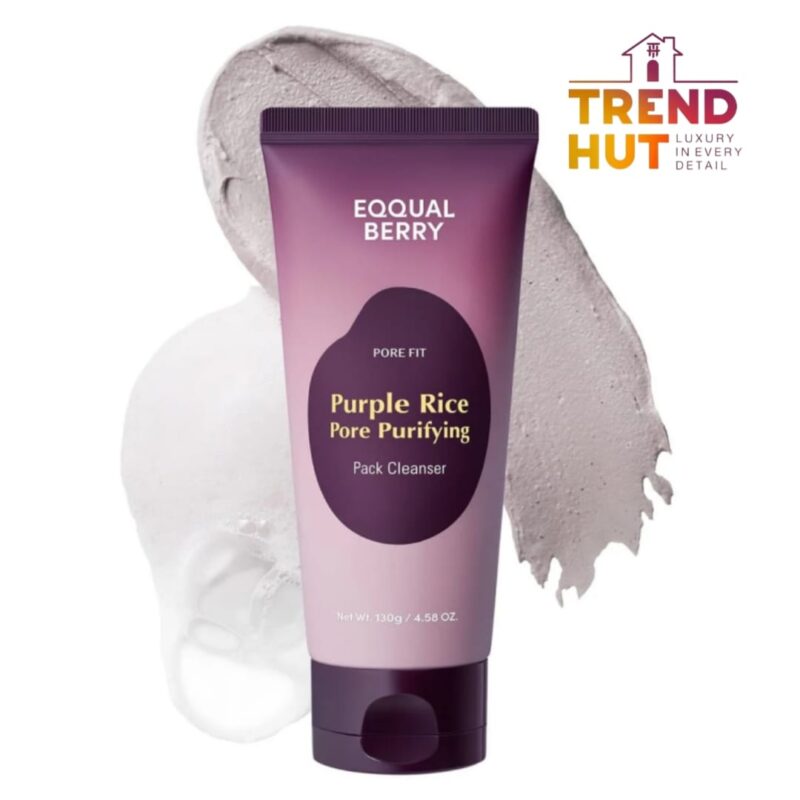 EQQUALBERRY Purple Rice Pore Purifying Pack Cleanser - Dual-Use Clay Mask & Foam Cleanser | Deep Cleansing for Pore Care & Skin Prep | AHA+BHA+PHA | Korean Skincare for Glass Skin, 4.58 OZ. (130g)